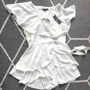 White ruffled wrap romper BRAND NEW